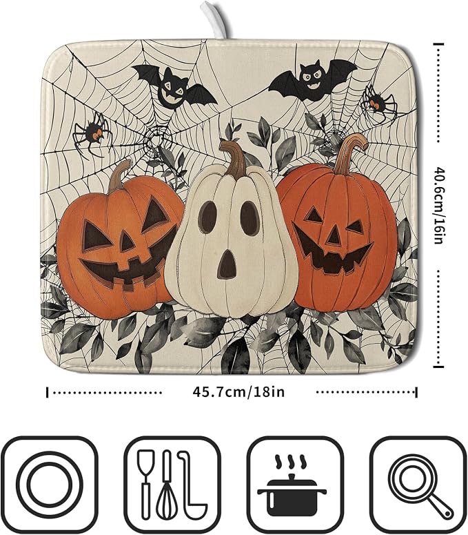 Halloween Pumpkin Dish Drying Mat - Image 2