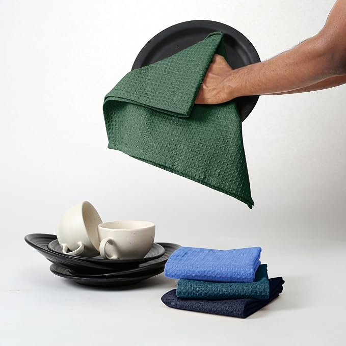 Multicolor Waffle Kitchen Towels, Fast Drying, 100% Cotton, Drying Dishes - Image 7