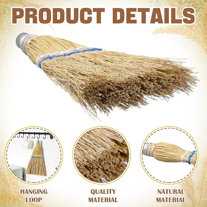 Suclain 2 Pcs 12 Inch Whisk Broom Hand Held Mini Corn Straw Whisk Broom Short - Image 3