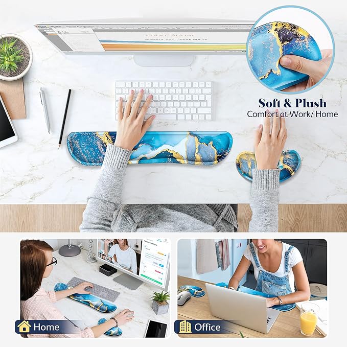 Gimars Upgrade Enlarge Gel Memory Foam Set Keyboard Wrist Rest Pad, Mouse Wrist - Image 7