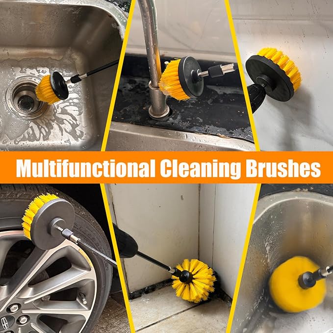 10Pcs Drill Brush Attachment Set, Drill Scrubber Brush Kit Include Scrub Pads - Image 2