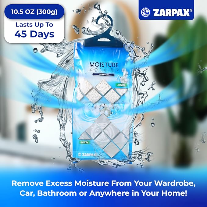 Hanging Moisture Absorber Fresh Cotton 10.6 oz/300g | Moisture Absorbing Bags - Image 2