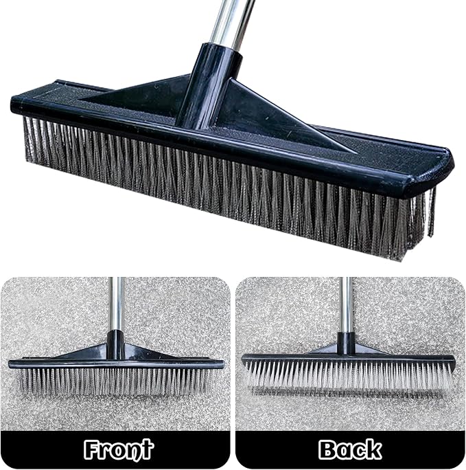 Heavy Duty Wire Push Broom Brush, 15.7" Stainless Steel Bristle Deck Brush - Image 5