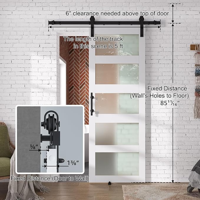 SMARTSTANDARD 30" x 84" Glass Barn Door - Image 3