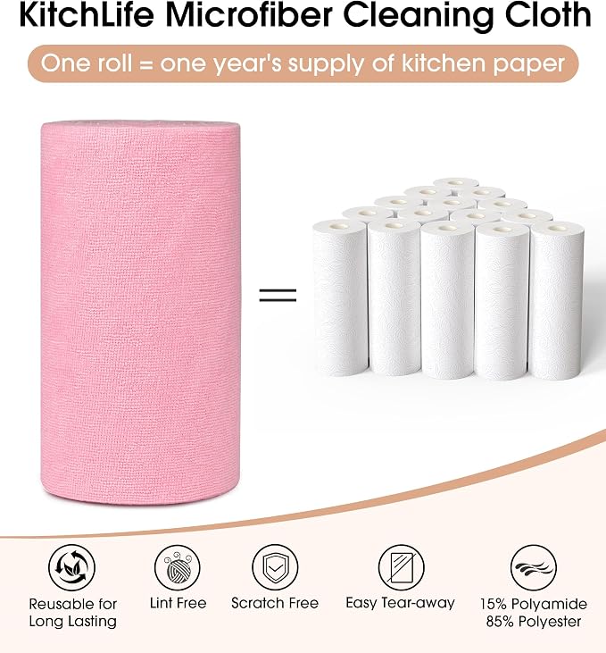 KitchLife Microfiber Cleaning Cloth Roll, 100 Pack - Image 3