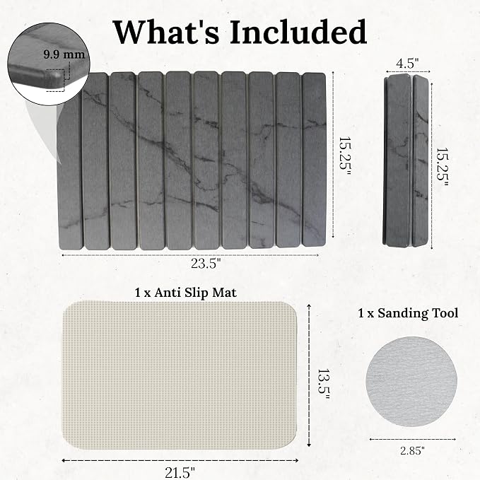 Large Stone Dish Drying Mat for Kitchen Counter 23.5”x 15.25” – Elegant - Image 4