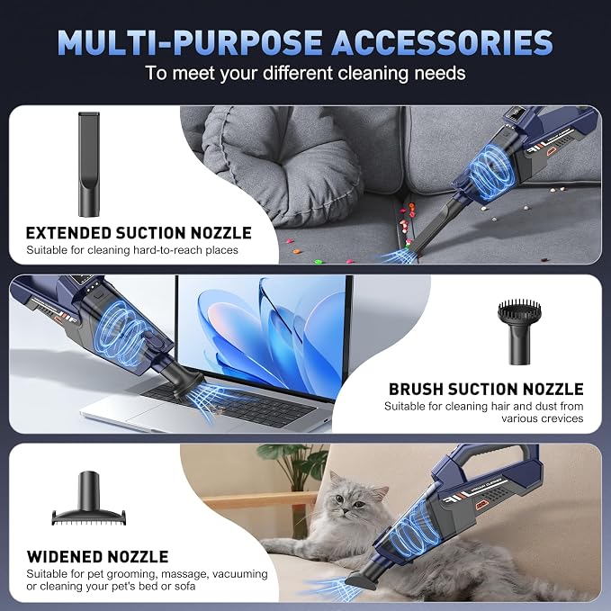 JONYJ Handheld Vacuum Cordless, 16000PA High Power Car Vacuum Cleaner, Portable - Image 4