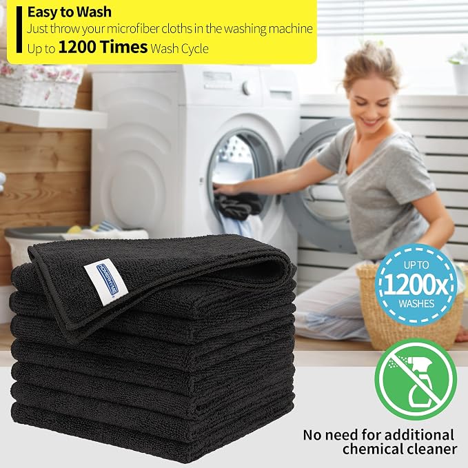 HOMERHYME Microfiber Cleaning Cloth, Premium 8 Pack Cleaning Towels, Lint-Free - Image 7