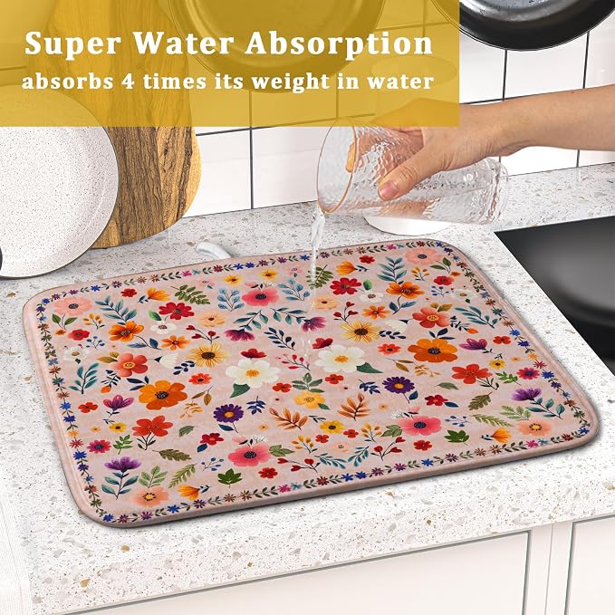 Boho Floral Dish Drying Mat - Image 7