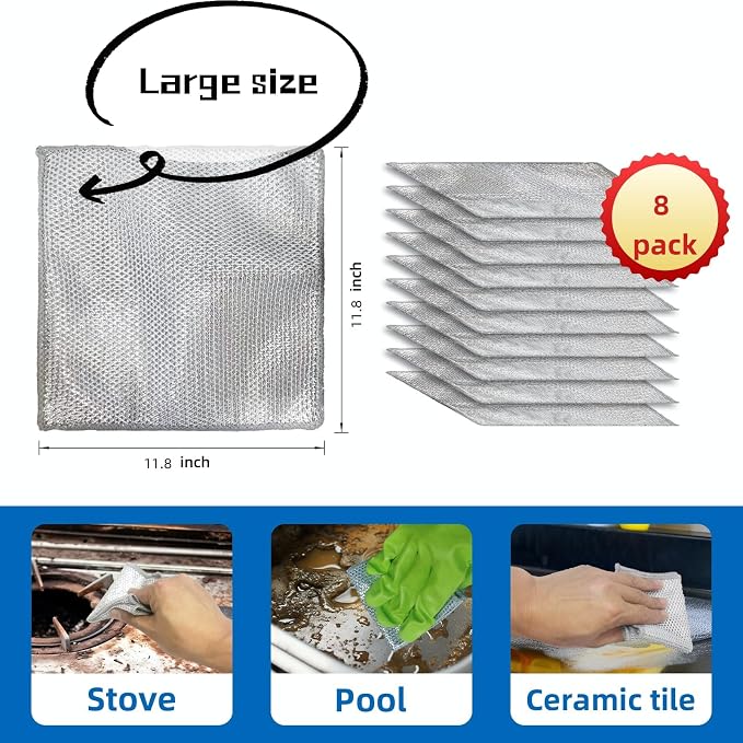 Large Size Non Scratch Steel Wire Dishwashing Rags and Steel Scrubber, - Image 2