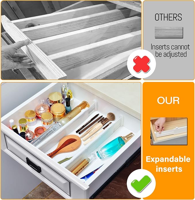 HiYZ Expandable Drawer Dividers, Large Kitchen Utensils Drawers Divider - Image 6