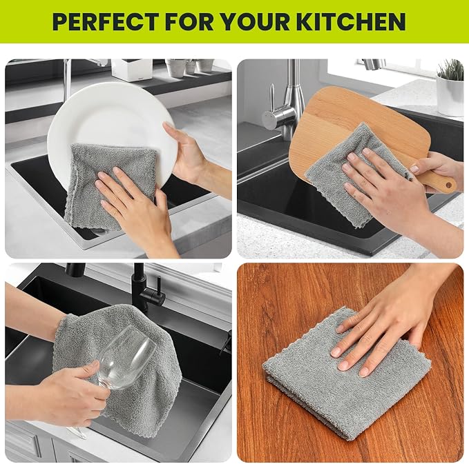 12 Pack Cleaning Cloth, Ultra Soft Absorbent Quick Drying Microfiber Cleaning - Image 4