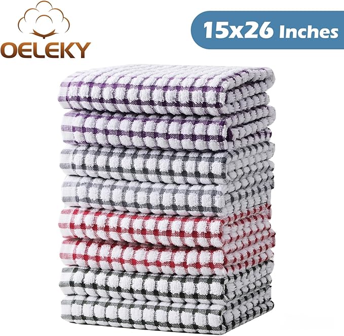 Oeleky Dish Towels for Kitchen, Cotton Kitchen Towels for Drying Dishes Pack of - Image 5