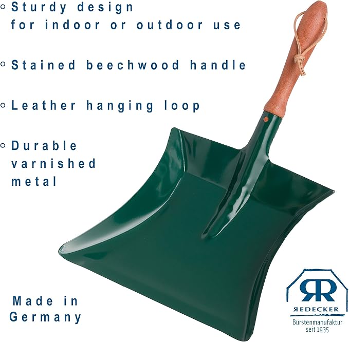 REDECKER Heavy Duty Steel Dust Pan, Powder-Coated, Large Green Dustpan - Image 3
