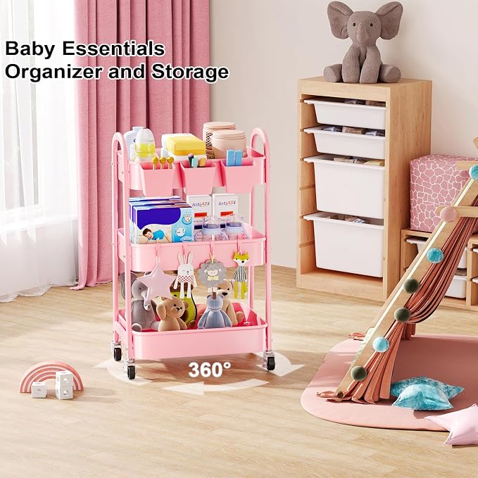 3 Tier Rolling Storage Cart Metal - Image 4