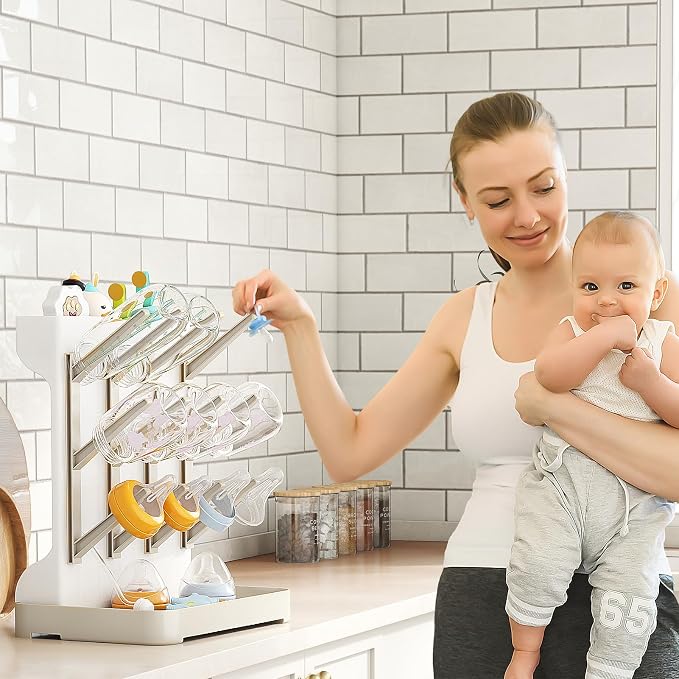GoMaihe Baby Bottle Drying Rack: Space Saving Vertical Bottle Dryer Holder - Image 2