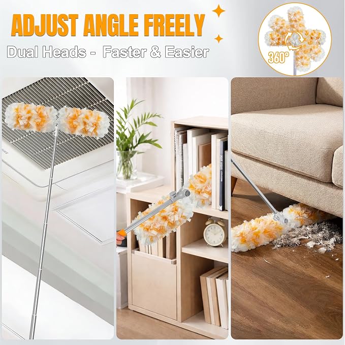 Gelibo Duster Kit with 6 ft Super Extendable Handle, 360° Rotating Ceiling Fan - Image 3