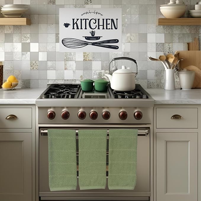 Serafina Home Dark Sage Green Kitchen Hand Dish Towels: Oversized 28" x 18" - Image 5