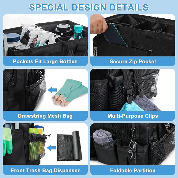 Large Cleaning Caddy Bags, Cleaning Supplies Organizer - Image 5