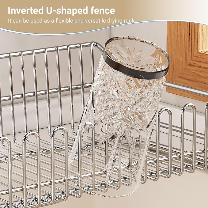 304 Stainless Steel Over Sink Counter Top Perfect Dish Drainer, Extendable - Image 4