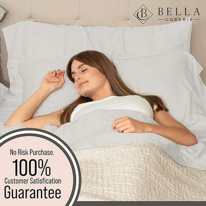 Bella Coterie 6 Piece Luxury Bamboo Viscose King Size Sheet Set | 100% Organically Grown | Cooling for Hot Sleepers | 18" Deep Pocket | Soft & Hypoallergenic | 4 Pillowcases [Grey Mist]