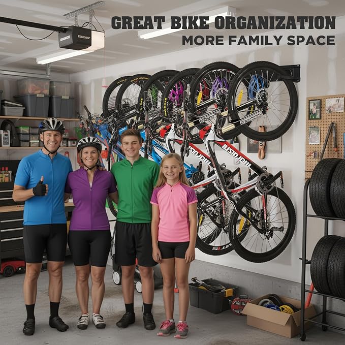 HORUSDY Stainless Steel Bike Storage Rack, 6 Bike Storage Hanger Wall Mount and - Image 5