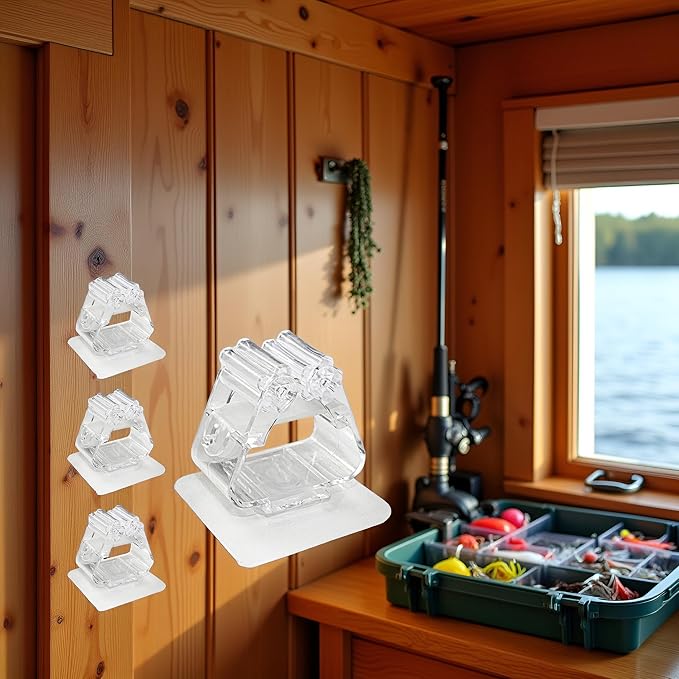 4Pcs Clear Fishing Rod Holder. Mounted Fishing Pole Holder, Wall-Mounted - Image 6
