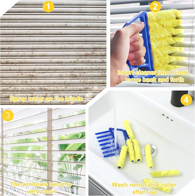 JIEYAO 2PCS Blind Cleaner Tools, Microfiber Window Blind Duster Washable - Image 5