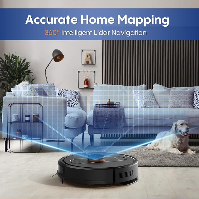 Robot Vacuum and Mop with LiDAR Navigation, 5000Pa Robot Vacuum Cleaner with - Image 4