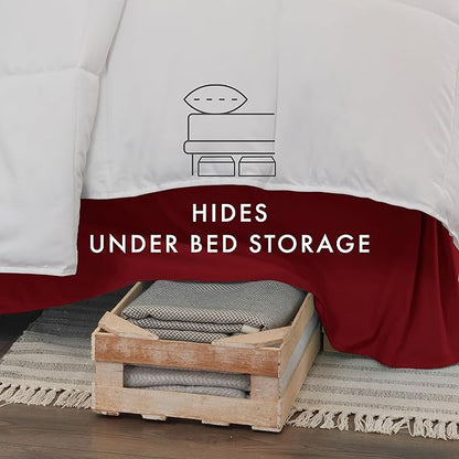 Linen Market Bed Skirt - Ultra Soft Microfiber - Easy Fit with 14 Inch Tailored Drop - Hotel Quality, Shrinkage & Fade Resistant - Bed Cover - Twin XL Bed Skirts - Bedroom Décor - (Twin XL, Burgundy)