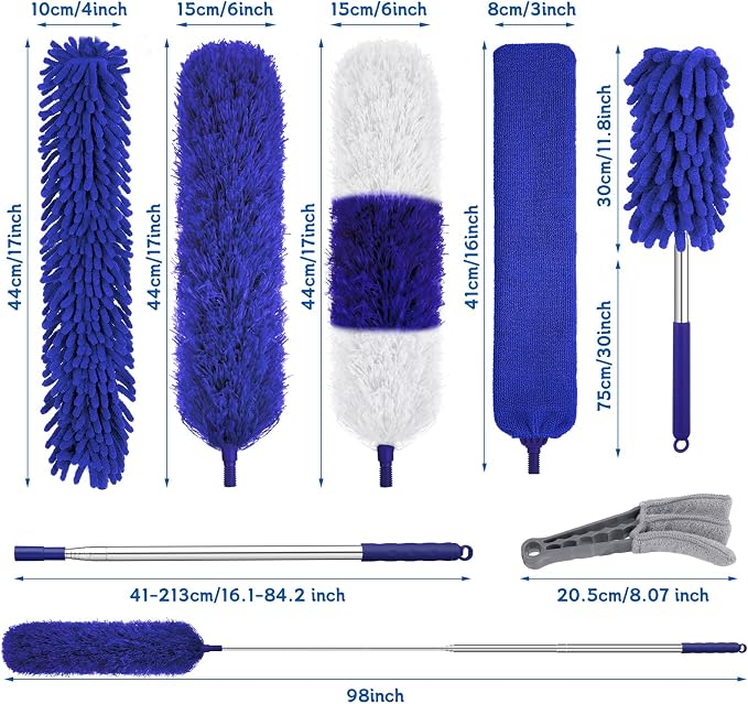 9PCS Dusters for Cleaning, Extendable Microfiber Duster - Image 2