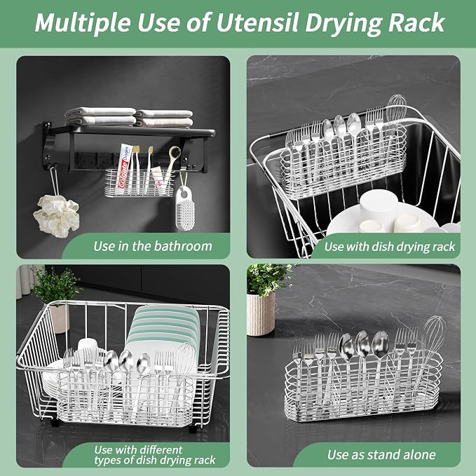 304 Stainless Steel Utensil Holder, Knife and Fork Drainer Basket - Image 6