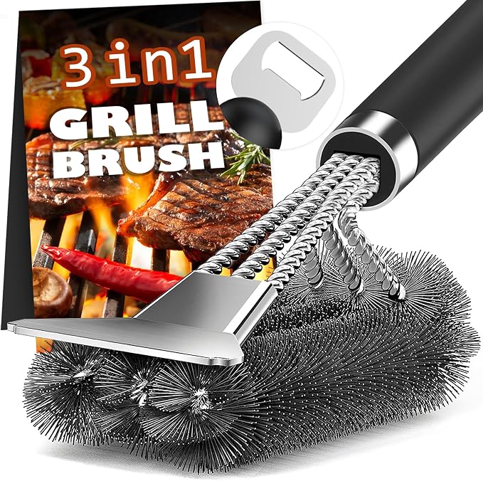 Grill Brush and Scraper-18 Adjustable Handle Safe BBQ Grill Brush by PePeng
