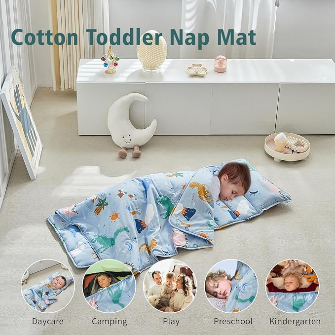 Toddler Nap Mat with Removable Pillow,Ultra Soft Slumber Bags for Girls,Kids Sleeping Bags with Roll Up Design, Perfect for Preschool,Daycare,Kindergarten
