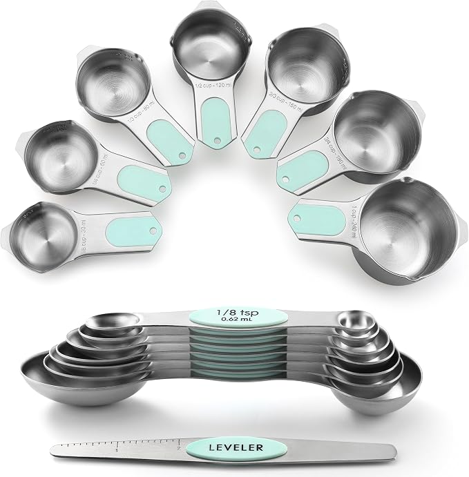 Spring Chef Magnetic Measuring Cups & Spoons Set, Strong N45 Magnets, Heavy by SpringChef