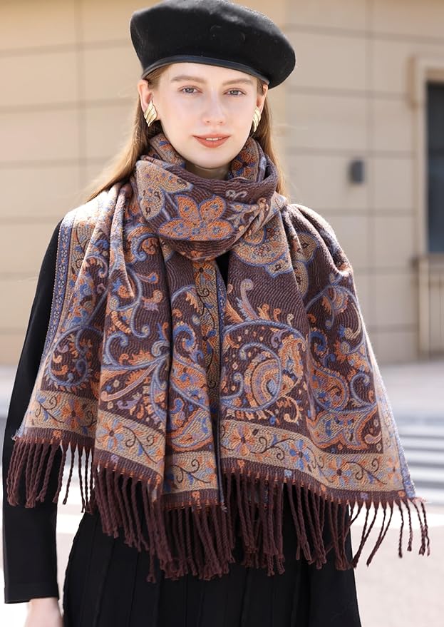 Wander Agio Warm Fashion Scarf Long Shawl Large Blanket Winter Wraps Scarves for Women Cashmere Jacquard Vintage Paisley