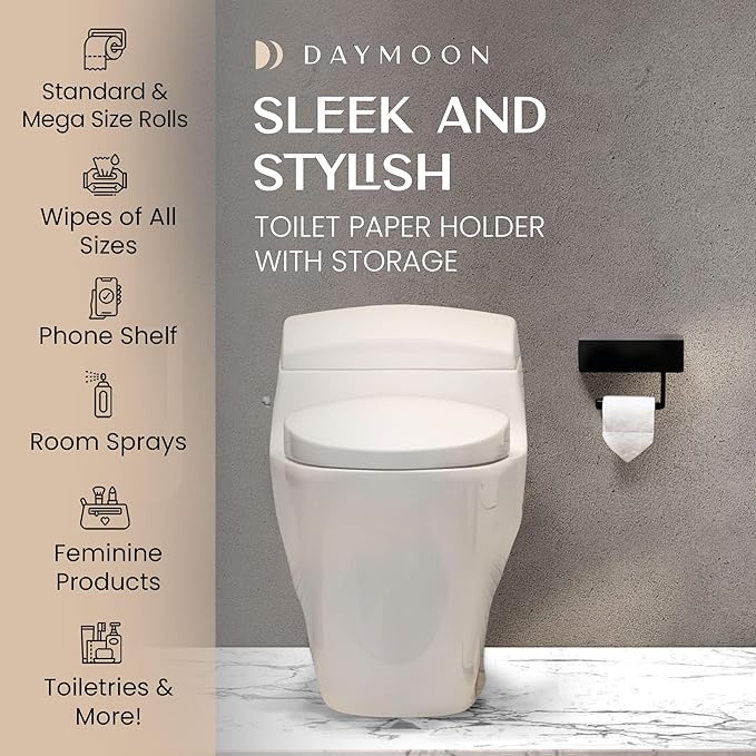 Day Moon™ Matte Black Toilet Paper Holder - Image 3