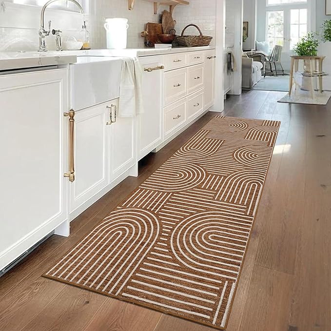 Modern Rug 2.5x10 Runners for Hallways, Abstract Kitchen Runner Rugs Non Slip - Image 3