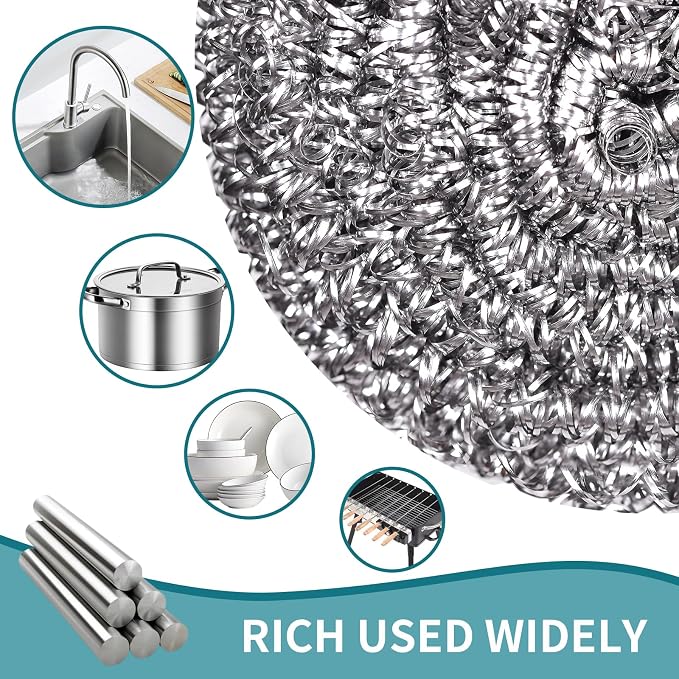 Stainless Steel Scourer Heavy Duty Scrubber Pads Steel Wool Pack of 6 - Image 6