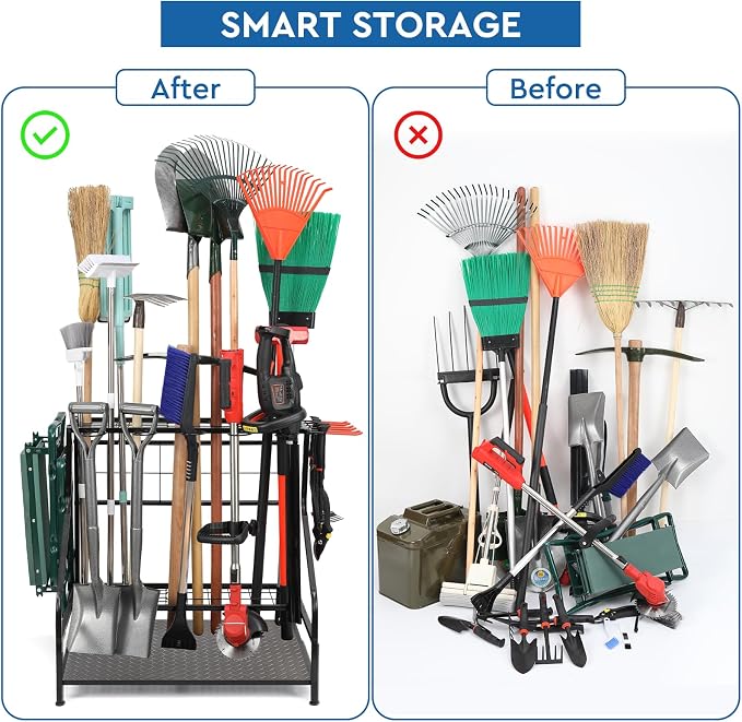 Garden Tool Organizer for Garage, Yard Tool Storage, Garden Tool Rack, for Shed - Image 6