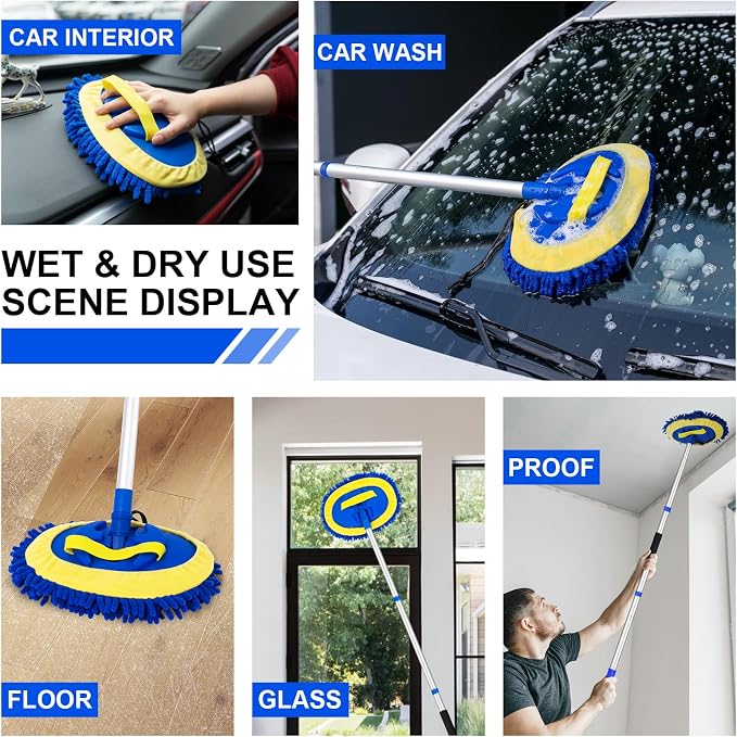 Ordenado 62" Car Wash Brush Kit Mitt Mop Sponge - Image 6
