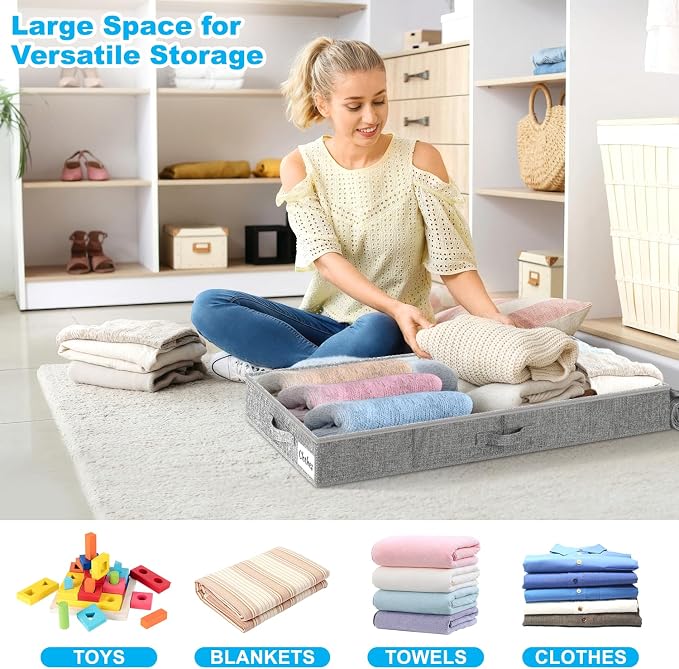 Under Bed Storage Container Bins 2 Pack, 5 Inch Thin Low Profile Underbed - Image 4