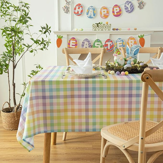 Waterproof Plaid Easter Tablecloth Fabric by Essifunia
