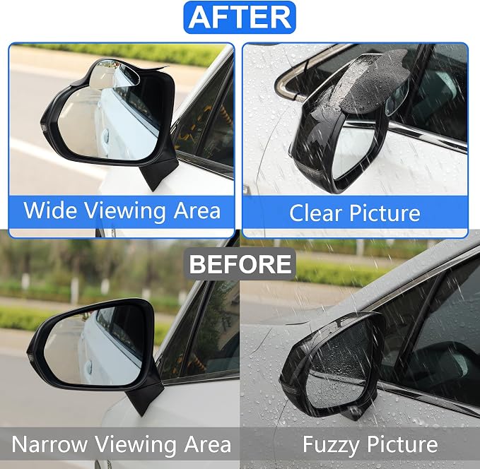 LivTee Blind Spot Mirror with Side Mirror Rain Guard, Carbon Fiber 2-in-1 Side - Image 7