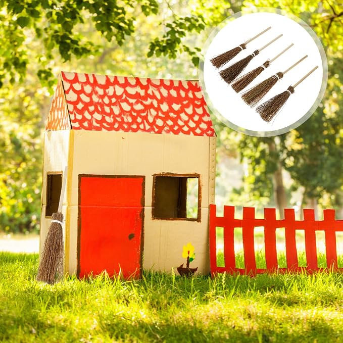 Toyvian Mini Hand-Woven Broom Dollhouse Decor Simulation Decorative Broom Props - Image 6