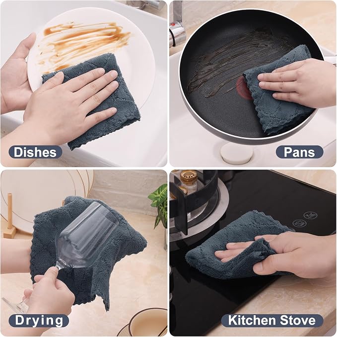 Homaxy 24 Pack Kitchen Dish Cloths, Super Soft and Absorbent Coral Velvet Dish - Image 4