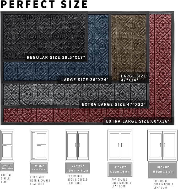 Yimobra Modern Grey 60 x 36 Inch Waterproof Doormat, Non Slip, Stain & Fade - Image 2