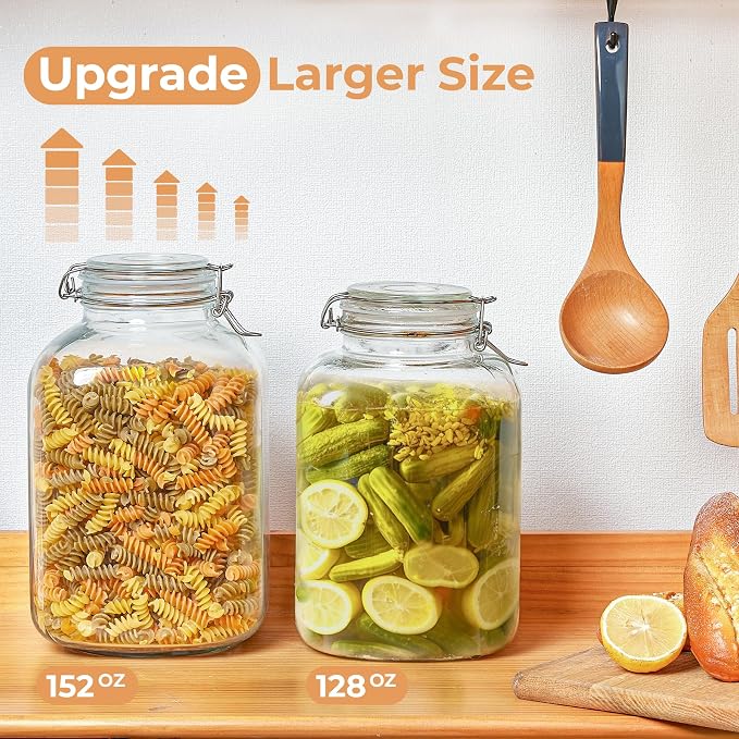 ComSaf Rice Container 152oz, Flour Sugar Storage Containers, Glass Jars - Image 6