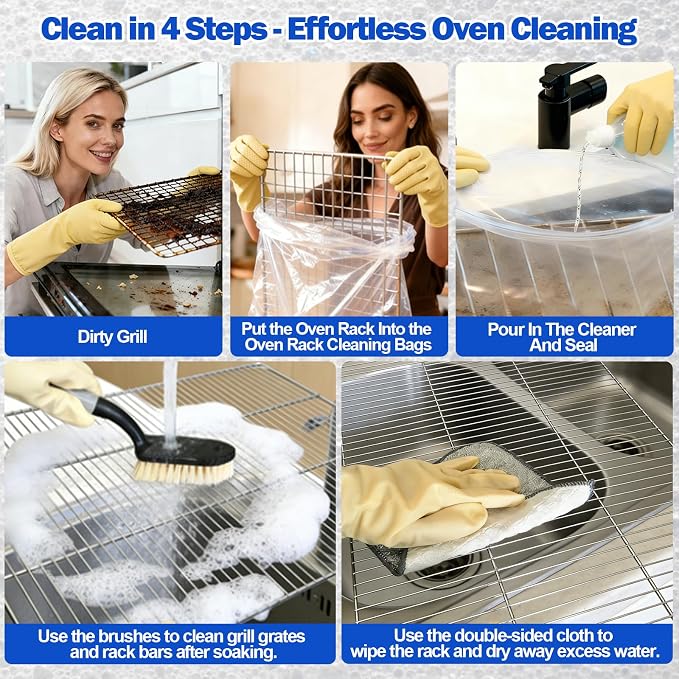 Palksky Oven Rack Cleaning Bags Kit, Reusable Soaking Bags - Image 3