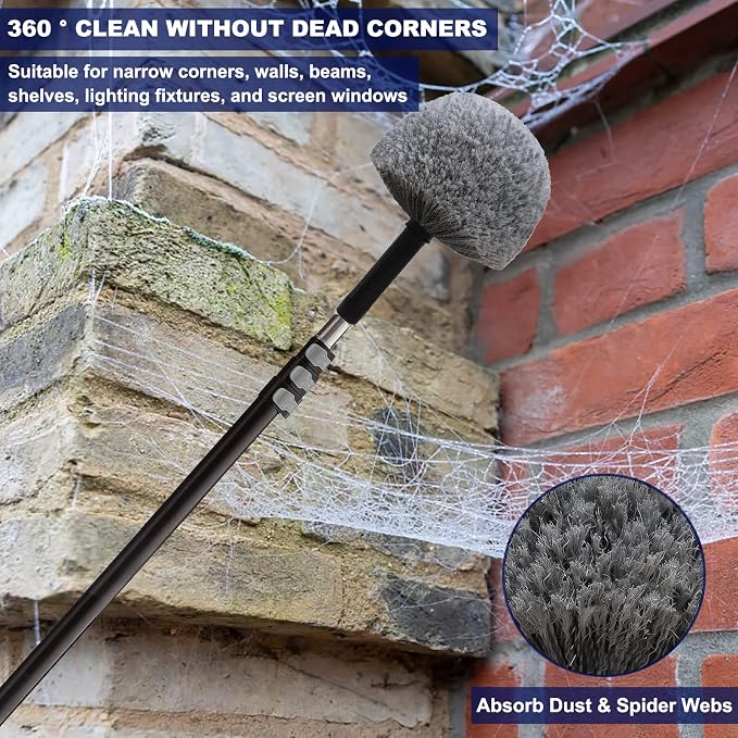 2 Pack Grey Twist-On Cobweb Duster Head Brush - Image 7
